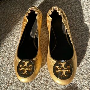 Tory Burch Gold Ballet Flats